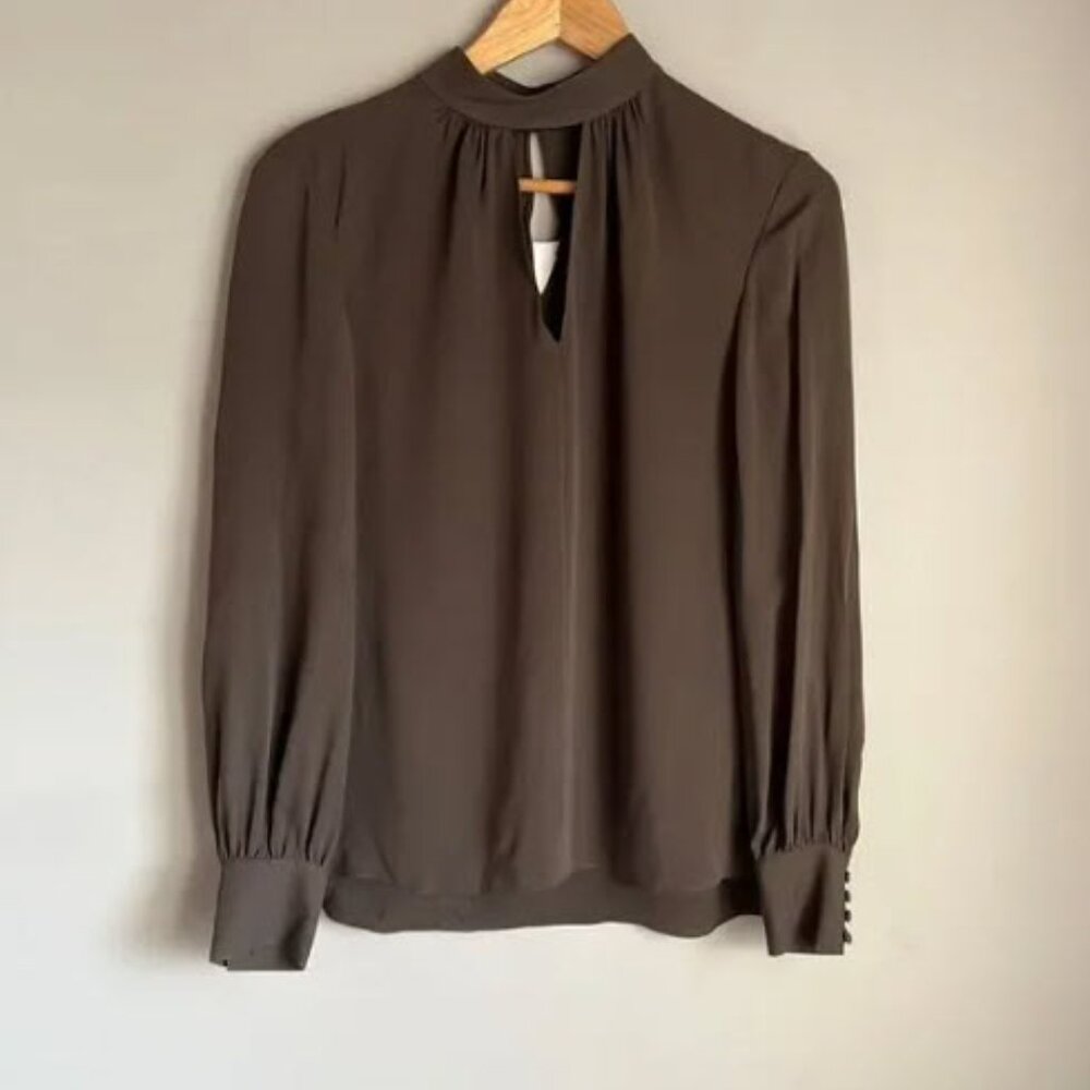 NWT Theory Women's Silk Neck Band Blouse Size S - Picture 2 of 9
